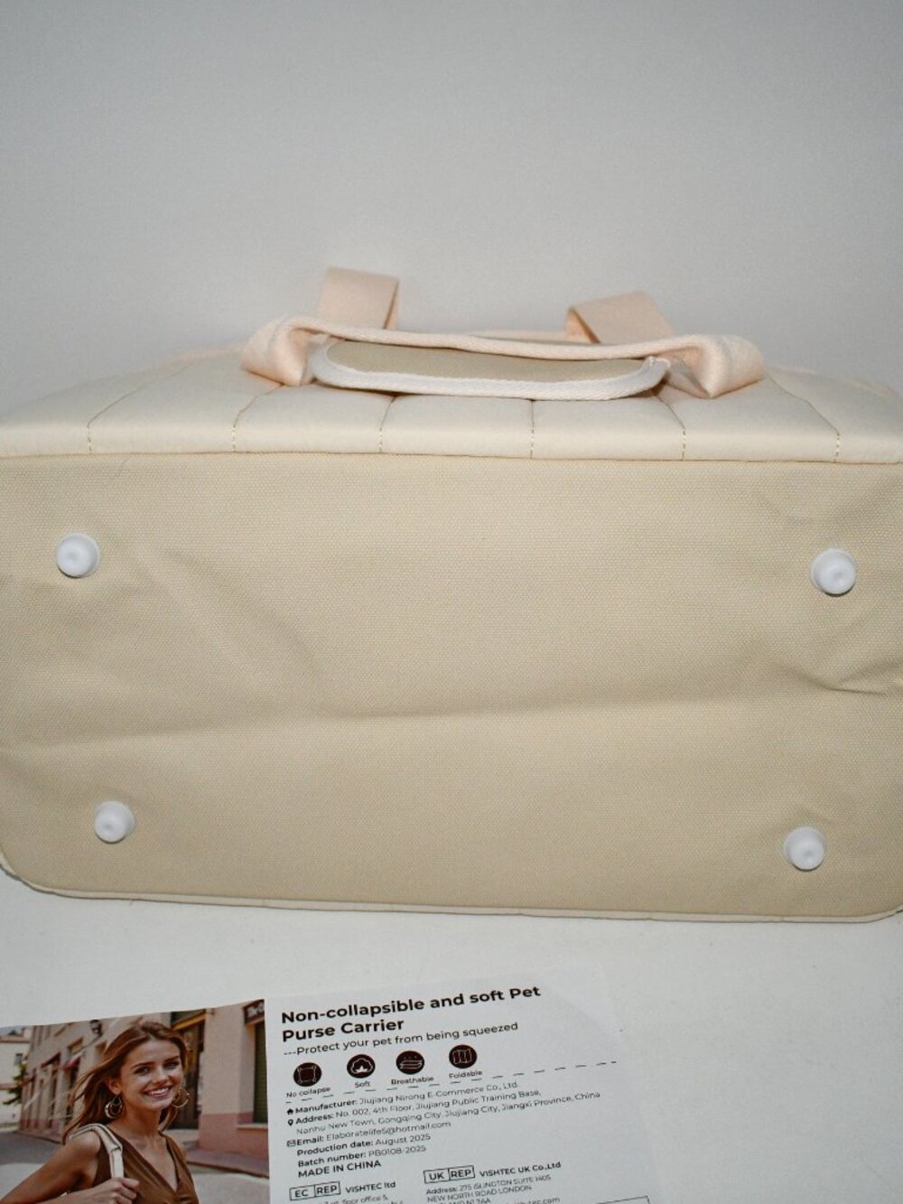 Pecute Dog Purse Carrier, Lightweight Soft-Sided Pet Carrier in Cream NWT - Picture 11 of 11